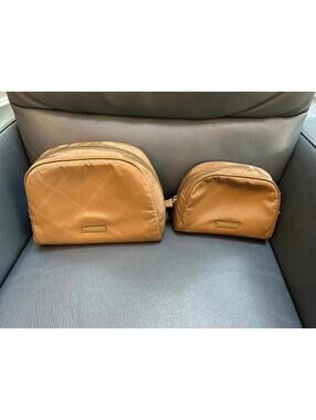 Vera Bradley Brown Quilted Cosmetic Bags Set